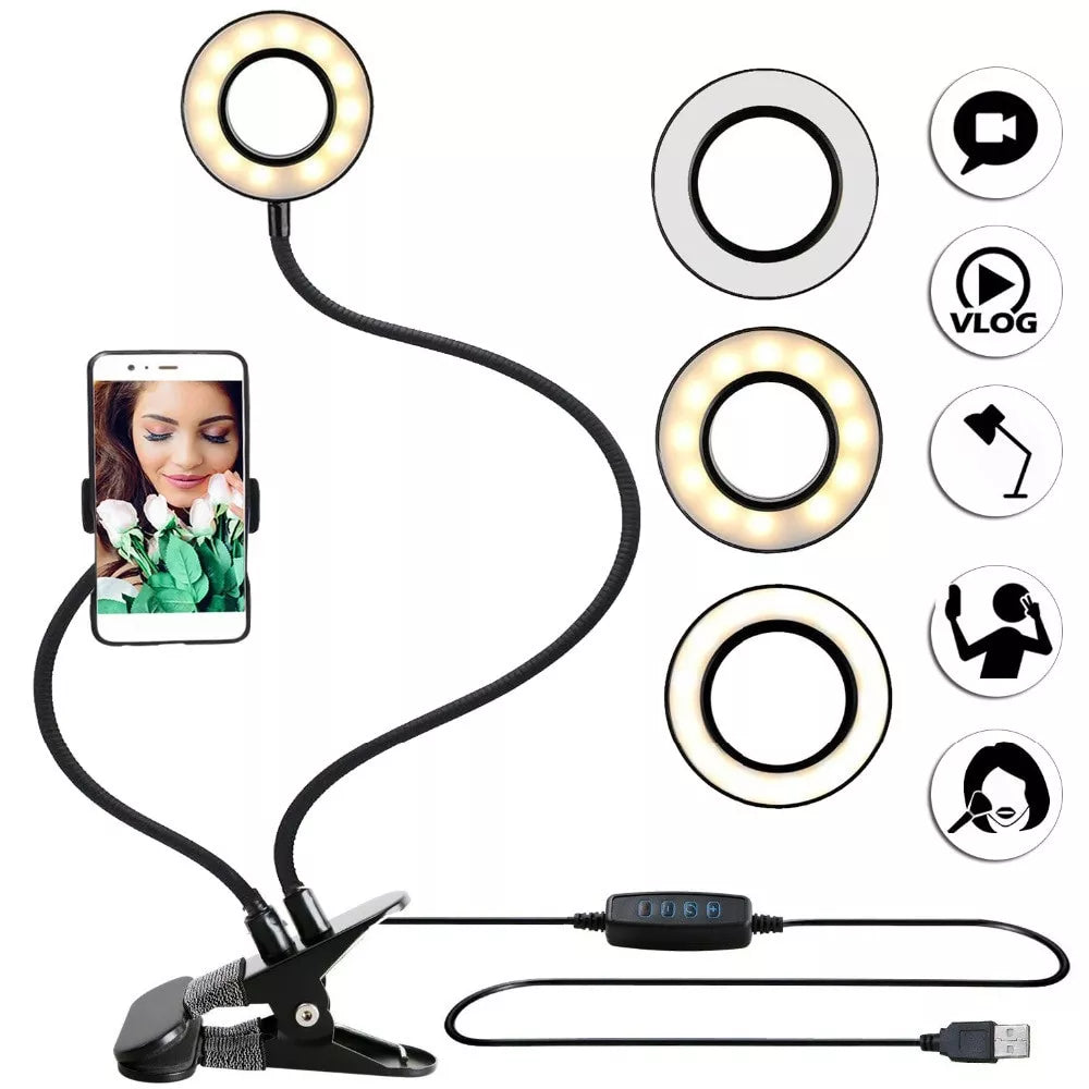 LED stolová lampa v tvare prsteňa